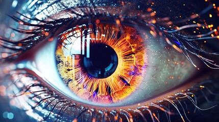 Abstract human eye, beautiful closeup zoom. Generative Ai
