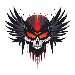 Obraz premium Skull emblem vector logo. Agressive human skull with wings