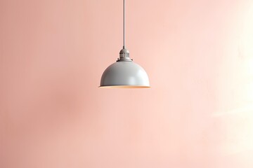 0459. Pendant light in front of light pastel wall. Generative AI