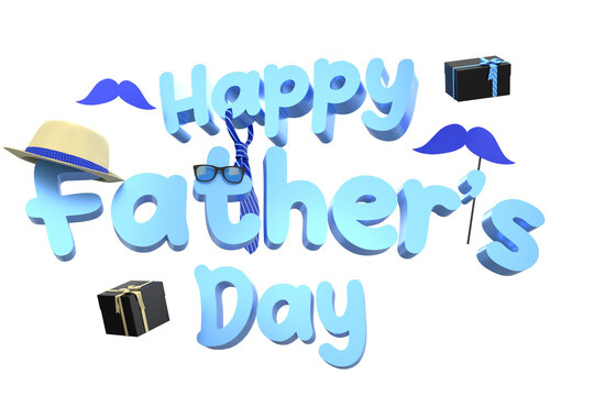 3d rendering of happy father's day decoration elements with high quality image