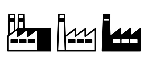 industrial building Factory icon in black and white design, factory icon