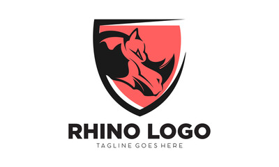 Rhino and shield symbol vector logo