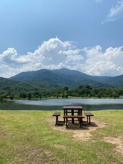 taman tasik millenium in Malaysia. Natural hills garden lake togther