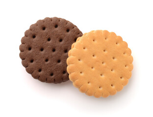 Top view of two sandwich biscuits