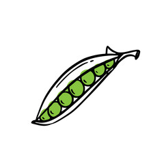 Green peas on white background