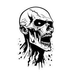 Bring your brand to life with a spooky touch using this hand drawn logo design illustration featuring a creepy zombie. Perfect for haunted attractions and gaming logos Generative AI