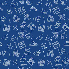 Mathematics blue simple pattern - Algebra Education vector seamless background
