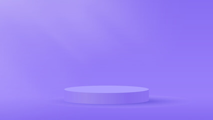 Realistic 3d round stand product podium scene on soft background. Product pedestal on soft light of a sunny day. Minimal aesthetic mockup product stage display concept. Vector illustration
