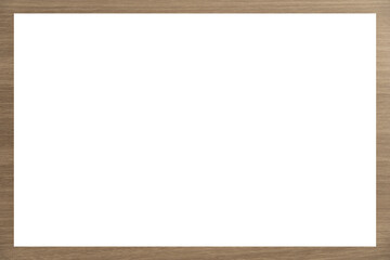 Wooden frame with white background inside.