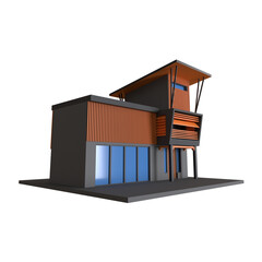 INDUSTRIAL HOUSE 3D RENDER ISOLATED IMAGES