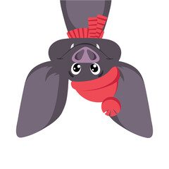 Winter bat with a hat. Nursery poster.