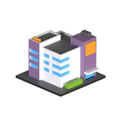 Fototapeta premium MODERN SIMPLE ISOMETRIC BUILDING 3D RENDER