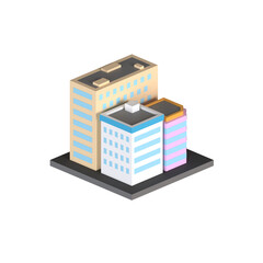 SMALL CITY BLOCK 3D RENDER ISOLATED IMAGES