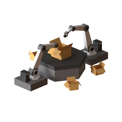 PACKAGING ROBOT ISOMETRIC 3D RENDER
