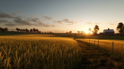 Fototapeta premium sunset over the field
