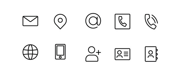 Contact web vector icons set. web mobile contacts icons