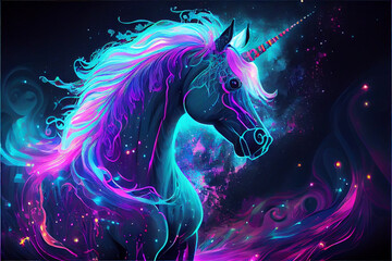 Obraz na płótnie Canvas Vibrant color unicorn illustration. Generative ai.