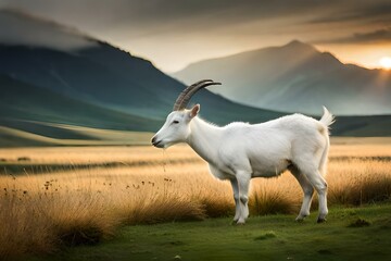 Naklejka na ściany i meble goat in the mountains
