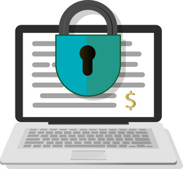 Online account protection. File access secure to confidential document online on laptop