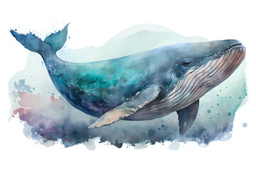 Watercolor vector whale isolated on a white background © Cla78