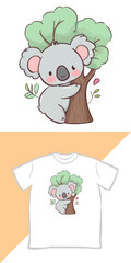 Vector graphic kids t-shirt design, with cute koala