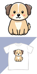 Vector graphic kids t-shirt design, with cute dog