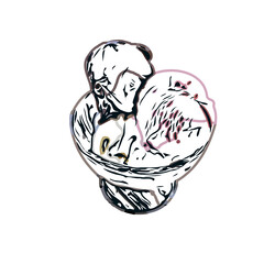 color sketch of ice cream with transparent background