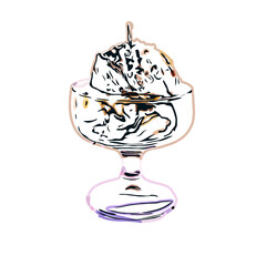 color sketch of ice cream with transparent background