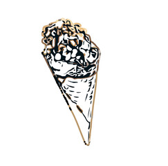 color sketch of ice cream with transparent background