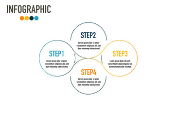 4 segments circular diagram concept. Infographic business design.  Circle vector. 