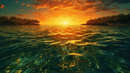 Plakat sunset over the sea