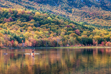 Autumn colors at the Basin Brook Reservoir in the White Mountains of New Hampshire - Kayak - Powered by Adobe