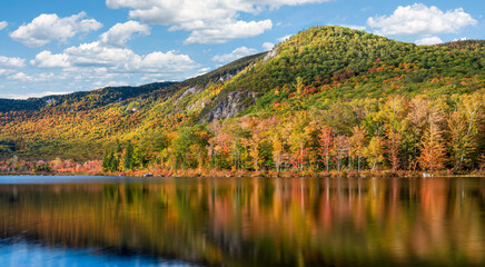 Autumn color reflection at the Basin Brook Reservoir in the White Mountains of New Hampshire 