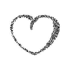 Abstract shape of an ink-drawn heart, an empty frame with space for text, a simple vector illustration in a modern style
