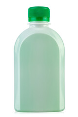 Detergent in a plastic bottle without an inscription, isolated on a white background.