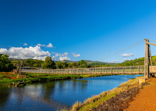 Historic Hanapepe Swinging Bridge, Hanapepe, Kauai, Hawaii, USA