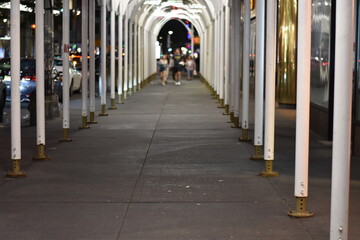 Construction Scaffolding on Sidewalk, Street in New York City