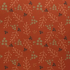 Autumn seamless pattern floral print minimalistic elements 