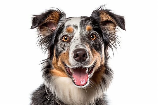 portrait of a Australian Sheperd dog with white background