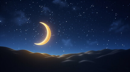 Obraz na płótnie Canvas Crescent moon against a mesmerizing sky islamic background 