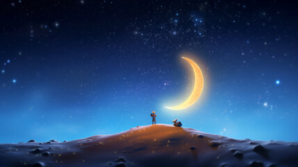 Obraz na płótnie Canvas Moon on the sky created with generative ai