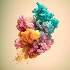 puff of smoke in neon tones, abstract art, colored steam background, smoke cloud swirl pattern, bright vivid colors. AI generated