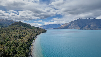 Tourist viewpoint along Glenorchy Queenstown Road