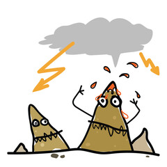 Artistic mountain peaks. Mountain hills hand drawn