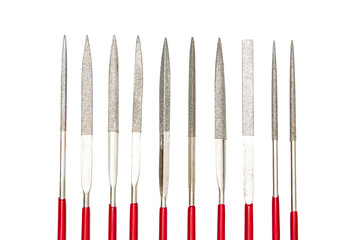 Set of diamond files on a white background