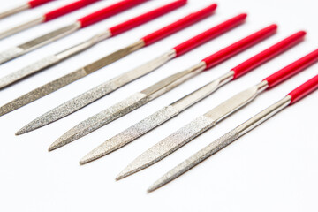 Set of diamond files on a white background