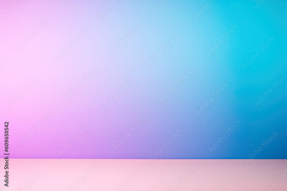 Aufkleber Empty table and blue and pink gradient background. For product display.