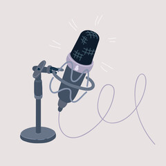 Vector illustration of microphone for podcacting