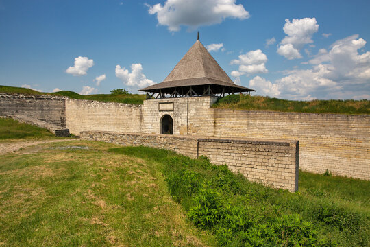 Walls of Khotyn Fortress, medieval fortification complex in Ukraine.