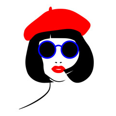 girl in hat and glasses